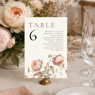 Modern Editorial Peach Peony Table Seating Chart Invitation