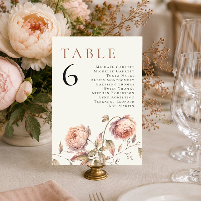 Modern Editorial Peach Peony Table Seating Chart Invitation (Creator Uploaded)