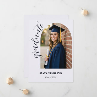 Modern Editorial Script Arched Graduation 2026 Announcement