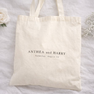 Modern Editorial Serif Wedding Welcome Favor Tote Bag