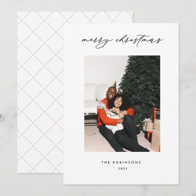 Modern Editorial Style Christmas Photo Holiday Card (Front/Back)