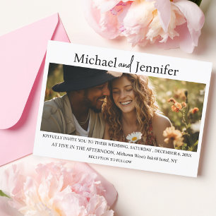 Modern Editorial Typography Photo Wedding Invitation