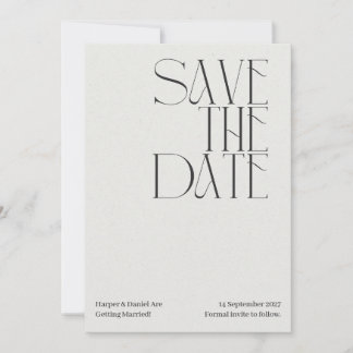 Modern Editorial Typography Save the Date Card