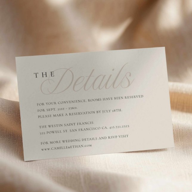 Modern Editorial Wedding Enclosure Card (Elegant Wedding Details Card)