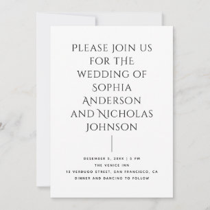 Modern Editorial Wedding Minimalist Typography Invitation