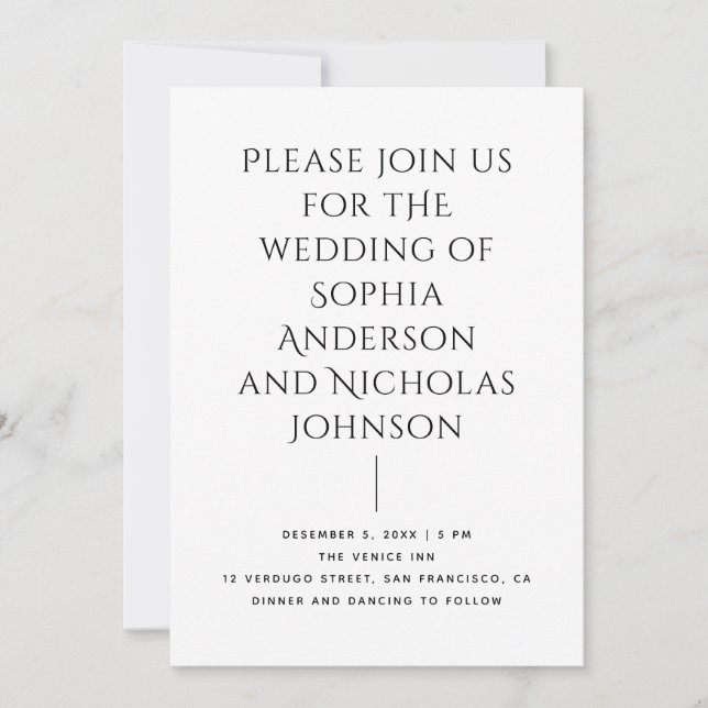 Modern Editorial Wedding | Minimalist Typography Invitation (Front)