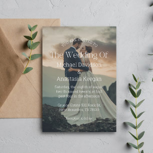 Modern Editorial White Typography Photo Wedding Invitation