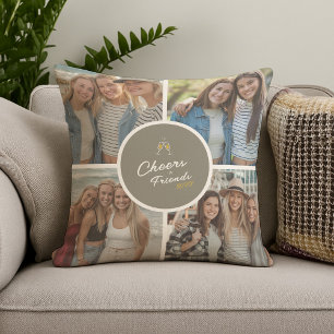 Modern Eelegant Custom Photo Collage Friendship Cushion