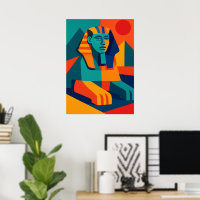 Modern Egyptian Sphinx Geometric Pop Art