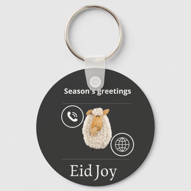 Modern Eid Al-Adha Greeting Card with Wool Eleganc Key Ring (Front)