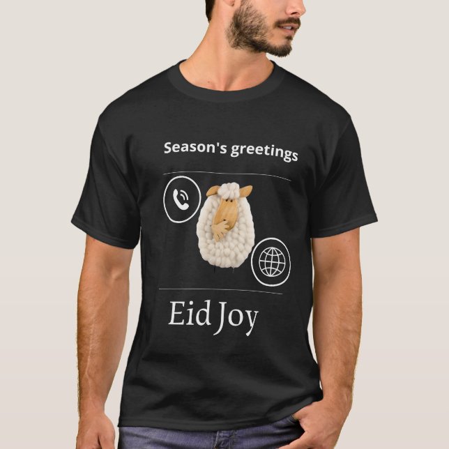 Modern Eid Al-Adha Greeting Card with Wool Eleganc T-Shirt (Front)
