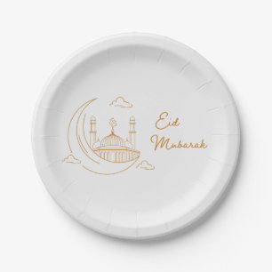 Modern Eid Mubarak Happy Eid Paper Plate