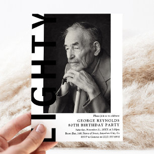 Modern EIGHTY Photo 80th Birthday Party Invitation