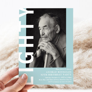 Modern EIGHTY Photo 80th Birthday Party  Invitation