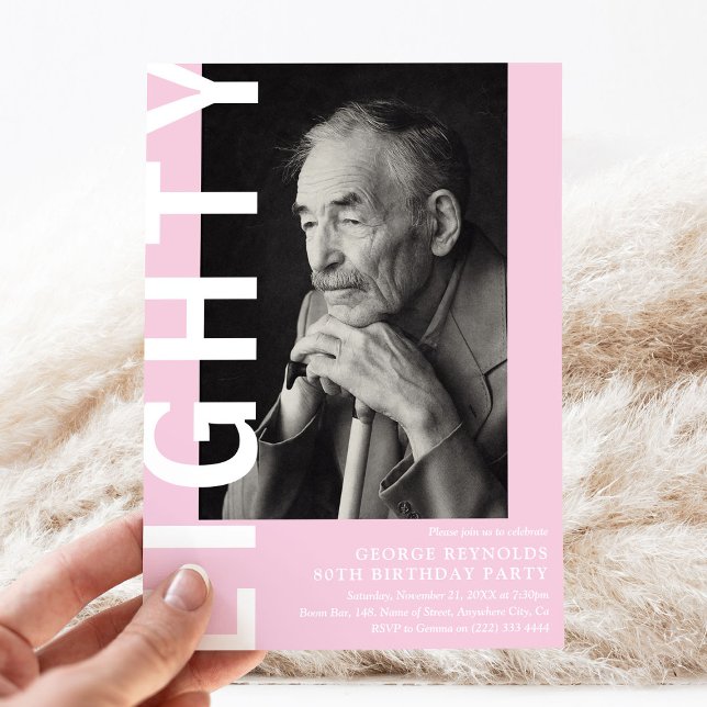 Modern EIGHTY Photo 80th Birthday Party  Invitation (Creator Uploaded)