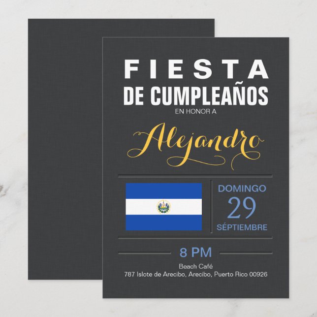 Modern: El Salvador Party Invitation (Front/Back)