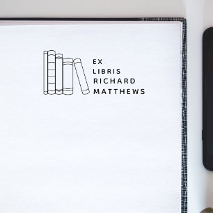 Modern Eleagnt Bookshelf Custom Name Library Book Rubber Stamp