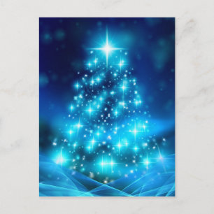 Modern Electric Blue Christmas Tree Holiday Postcard