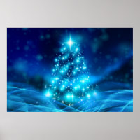 Modern Electric Blue Christmas Tree with Lights