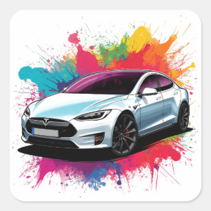 Modern Electric Car Square Sticker