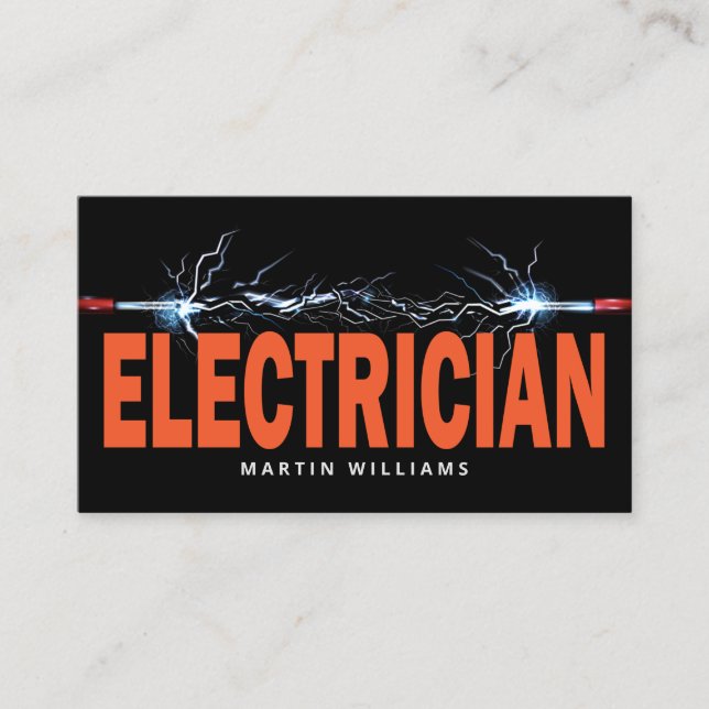 Modern Electric Wire Electrician Business Card (Front)