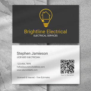 Modern Electrical Contractor QR Code Business Card