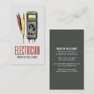 Modern Electrical Services Watercolor Wires Business Card
