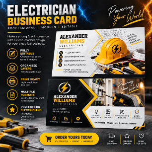 Modern Electrician Business Card Custom Electric