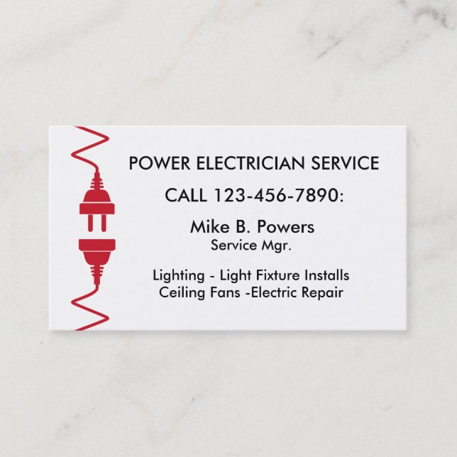 Modern Electrician Business Cards (Front)