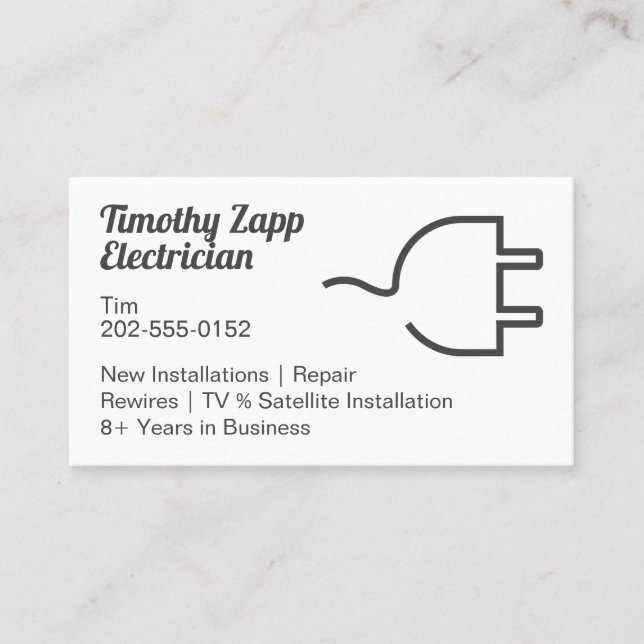 Modern Electrician Electrical Business Card (Front)