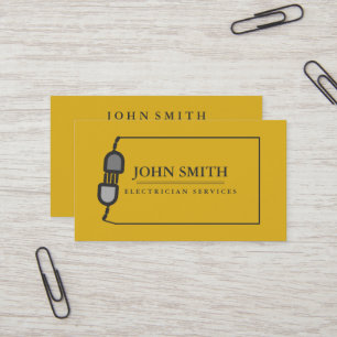 Modern Electrician Extension Cord Logo Black Business Card