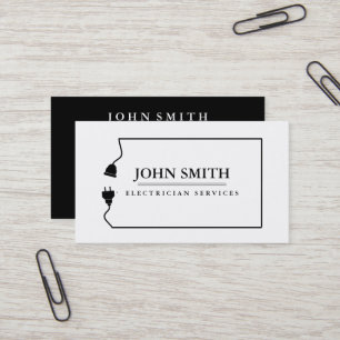 Modern Electrician Extension Cord Logo Black  Business Card