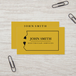 Modern Electrician Extension Cord Logo Black  Business Card