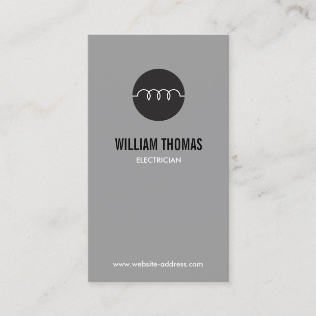 MODERN ELECTRICIAN LOGO on GRAY Business Card (Front)