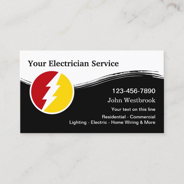 Modern Electrician Service Business Card (Front)