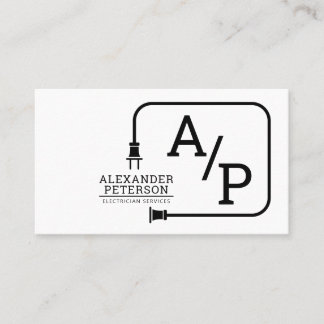 Modern Electrician Service Extension Cord Logo Business Card