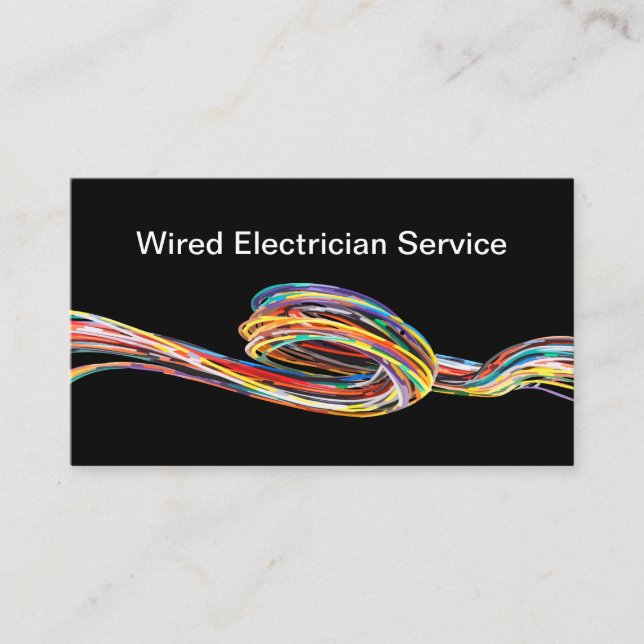 Modern Electrician Service Wired Design Business Card (Front)