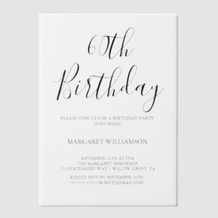 Modern Elegance  60th Birthday  Vellum Invitations
