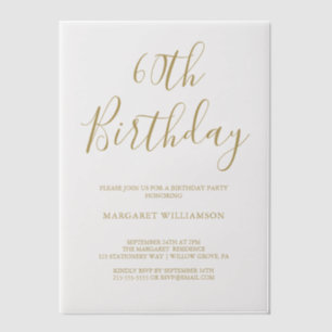 Modern Elegance 60th Birthday Vellum Invitations