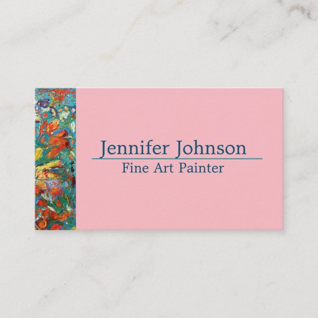 Modern Elegance Artist Fine Art Painter Blush Pink Business Card (Front)