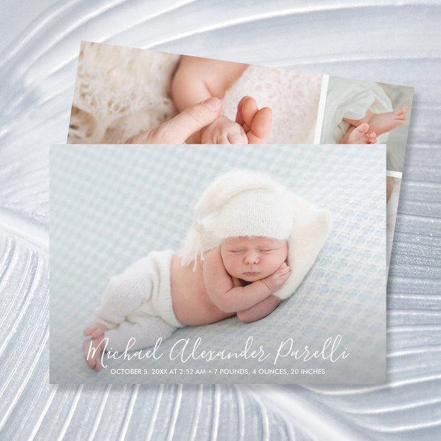 Modern Elegance Baby Boy Photo Birth Announcement (Creator Uploaded)