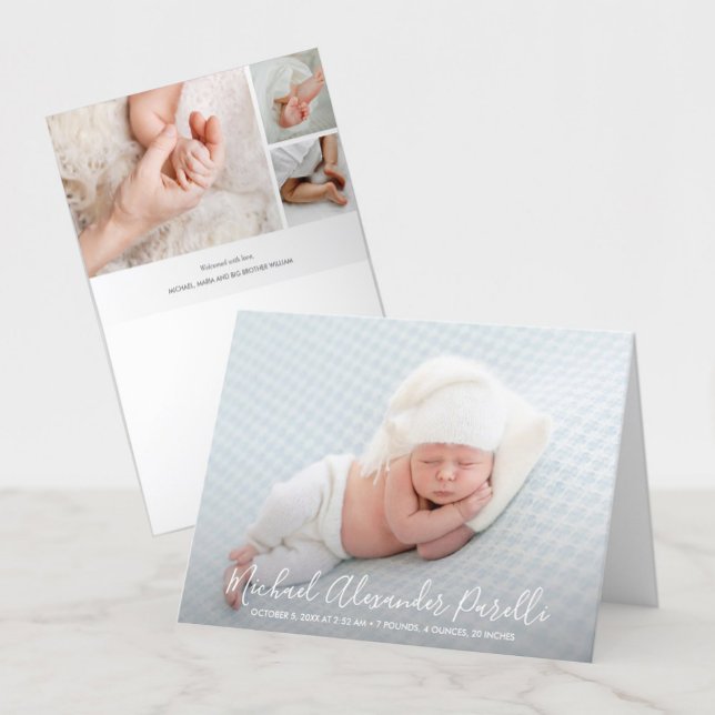 Modern Elegance Baby Boy Photo Birth Announcement (Creator Uploaded)