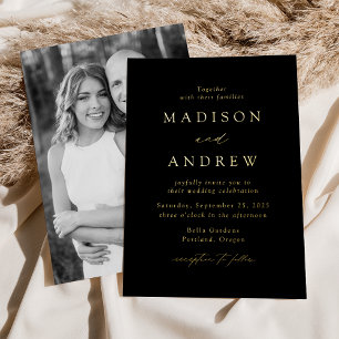 Modern Elegance Black and Gold Photo Wedding