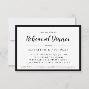 Modern Elegance Black and White Rehearsal Inivite