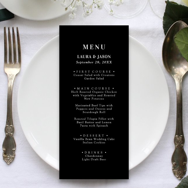 Modern Elegance Black and White Wedding Menu (Creator Uploaded)