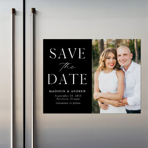 Modern Elegance Black Photo Save the Date Magnetic Invitation