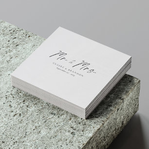 Modern Elegance! Black & White Mr. & Mrs. Wedding Napkin