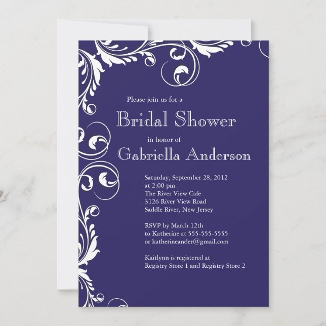 Modern Elegance Blue Bridal Shower Invitation (Front)