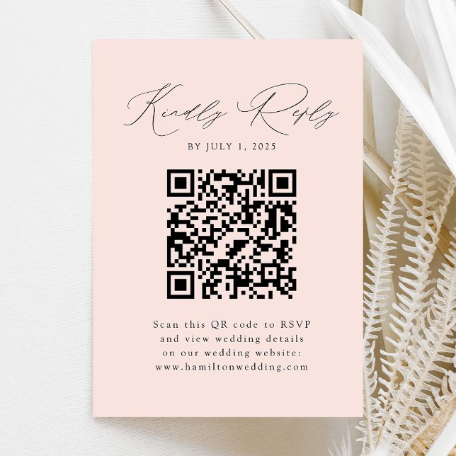 Modern Elegance Blush QR Code RSVP Enclosure Card (Creator Uploaded)