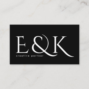 Modern Elegance Bold Big Monogram Black Script Business Card